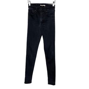 Levis Women Size 26 Black Gray Mile High Super Skinny Jeans Cotton Stretch Denim